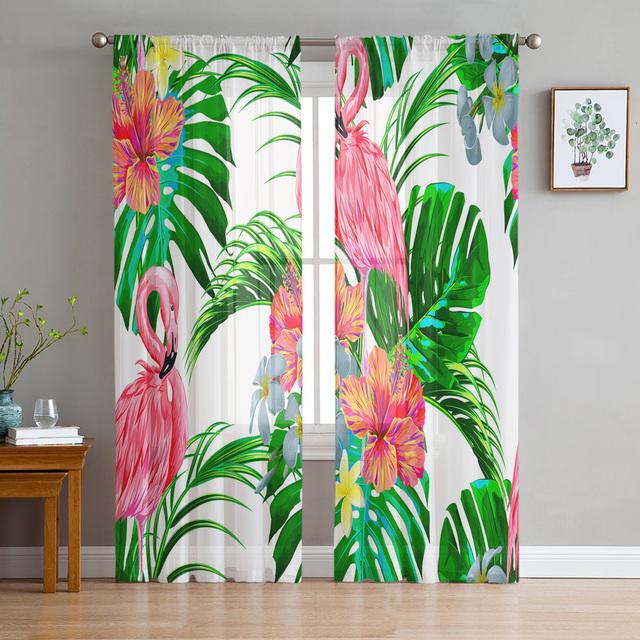 Tropical Plant Decoration Sheer Curtains Window Curtains For Living Room Bedroom Blinds Kids Room Home Decor