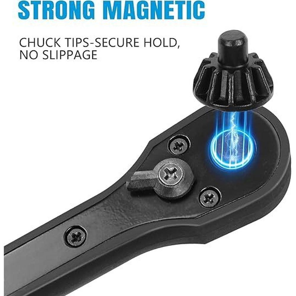 3-in-1 Ratchet Drill Chuck Key With Magnetic Tips Anti-Slip Handle For Quick Bit Changes Home Hand Tools