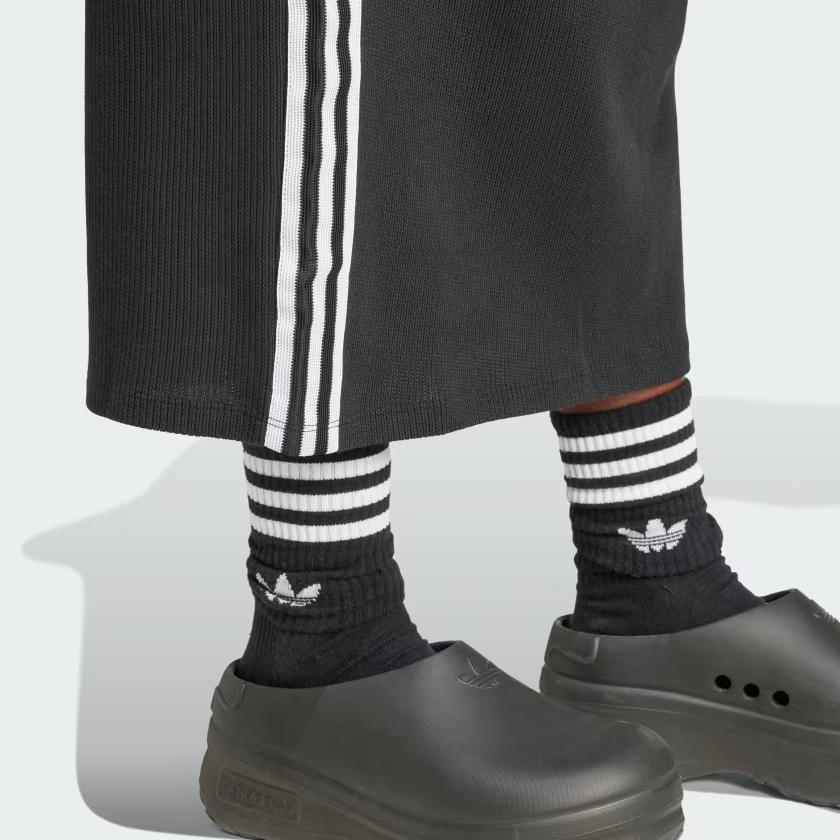 adidas Gestreifter Slim Fit Mode Bequemer Gestrickter Maxi Rock Damen Röcke Schwarz IY7279
