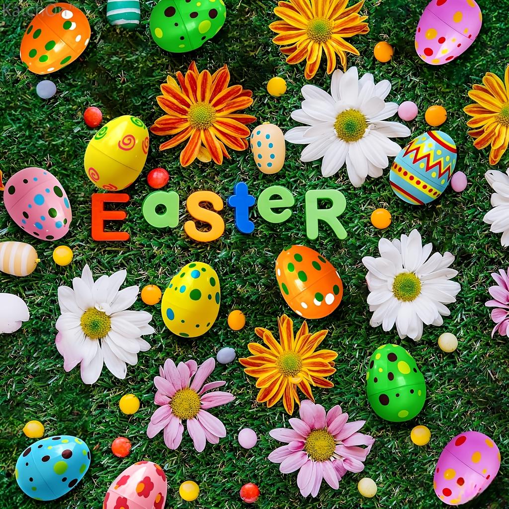 12/24PCS Golden Easter Eggs Plastic Empty Easter Egg Party Yard Game Prizes Supplies Children's Toys DIY Easter Home Decoration