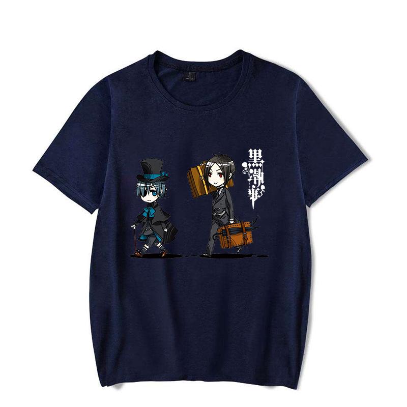 New Anime Black Butler Sebastian Michaelis Ciel Phantomhive Cartoon Print Short Sleeves Jesus Round Neck Men Woman T-Shirt