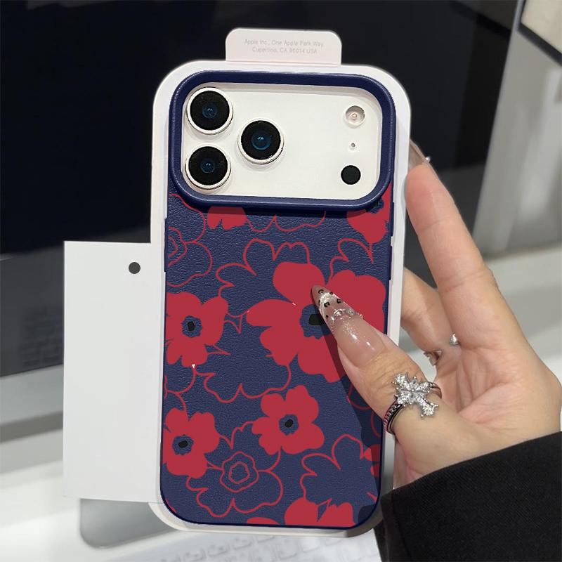 For iPhone 18 Pro Max Case White Flowers Print Leather Texture Silicone Cover For iPhone 17 16 15 14 13 Pro Max 16E 17E