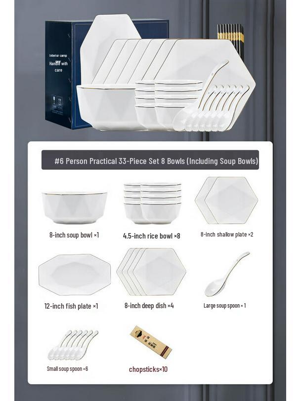 Mode Lanca Crystal Cream Style 33-Piece Dinnerware Set