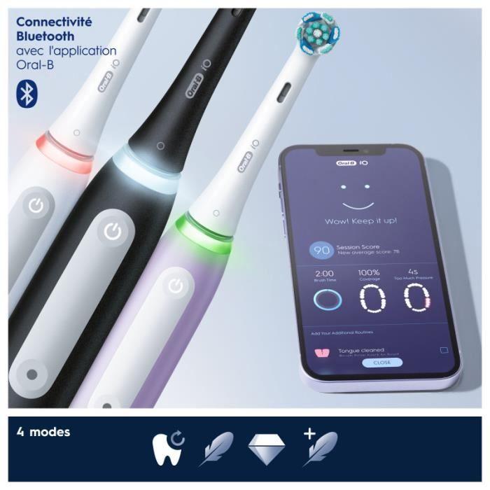 Brosse à dents électrique oral-b io 4n - noire - avec etui de voyage - connectée bluetooth