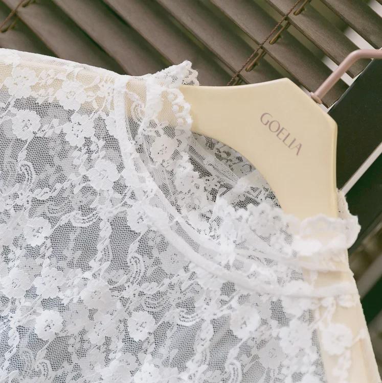 2024 Slim Korean Lace Mesh Pullover - Half-High Collar, Skin Color