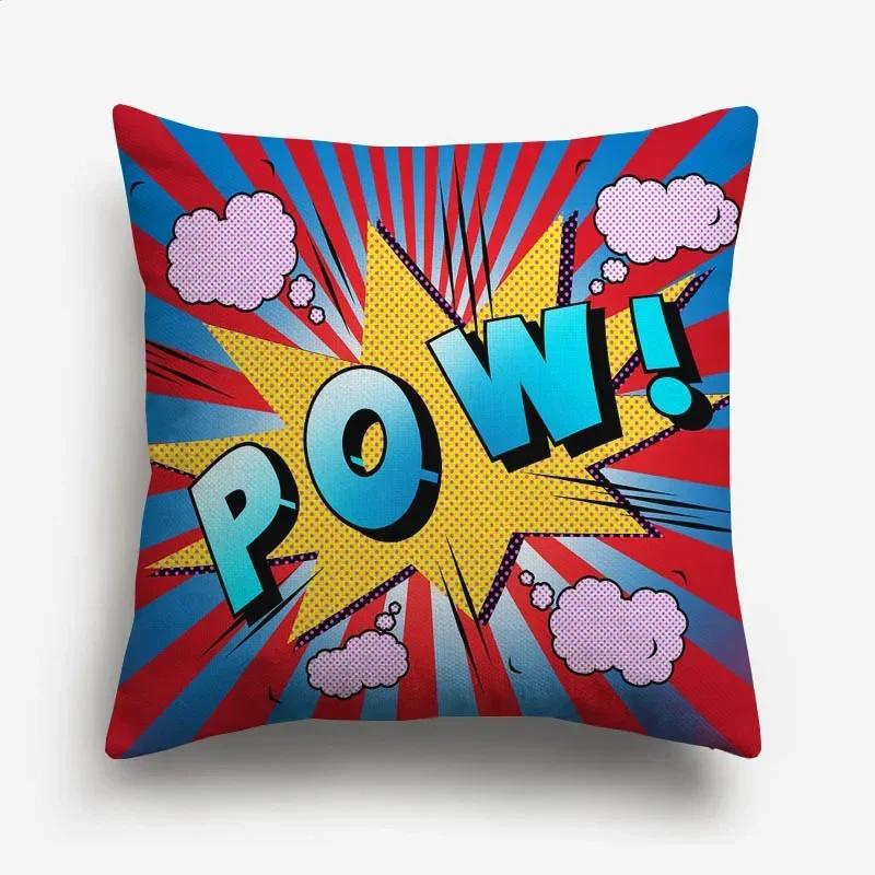 American POP ART Cushion Covers BANG WOW BOOM POW Cushion Cover Home Decorative Linen Pillow Case for Sofa Couch