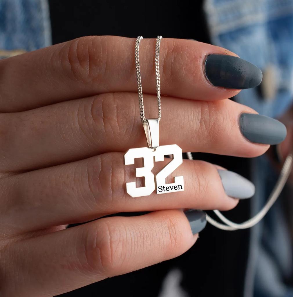 Dreamtimes Necklace with Number Sport Number Necklace Lucky Pendant Necklace With Number Personalize Pendant Jewelry Number