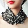 Fashion Women Lace Scarf Creative Fake Pearl Pendant Neck Collar Female Ruffle Neck Cover Sun Protection Bib Scarves Headband