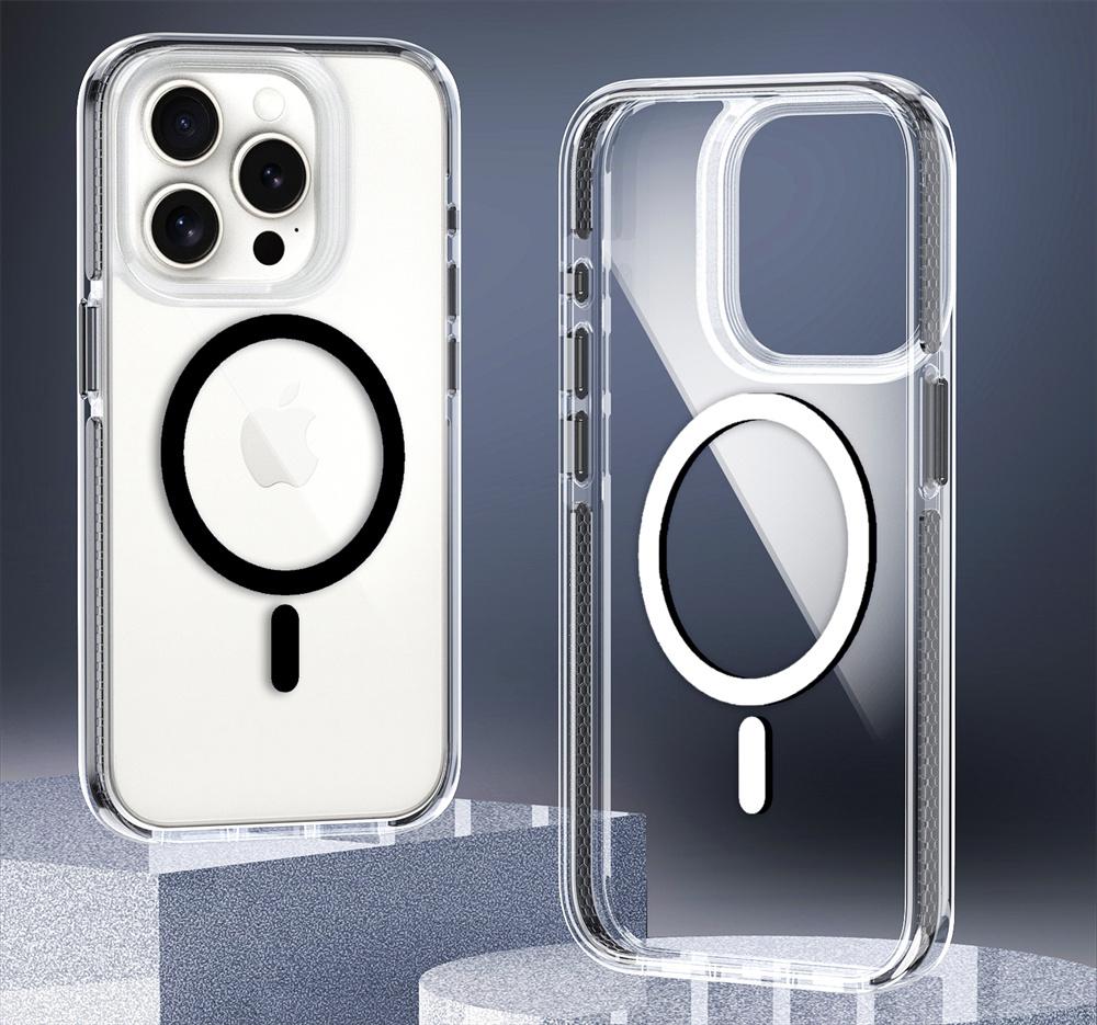 Fashion Clear Strong Magnetic MagSafe Phone Case for Samsung Galaxy S24 Ultra S24 Plus Color Bezel Protection Shockproof  Cover