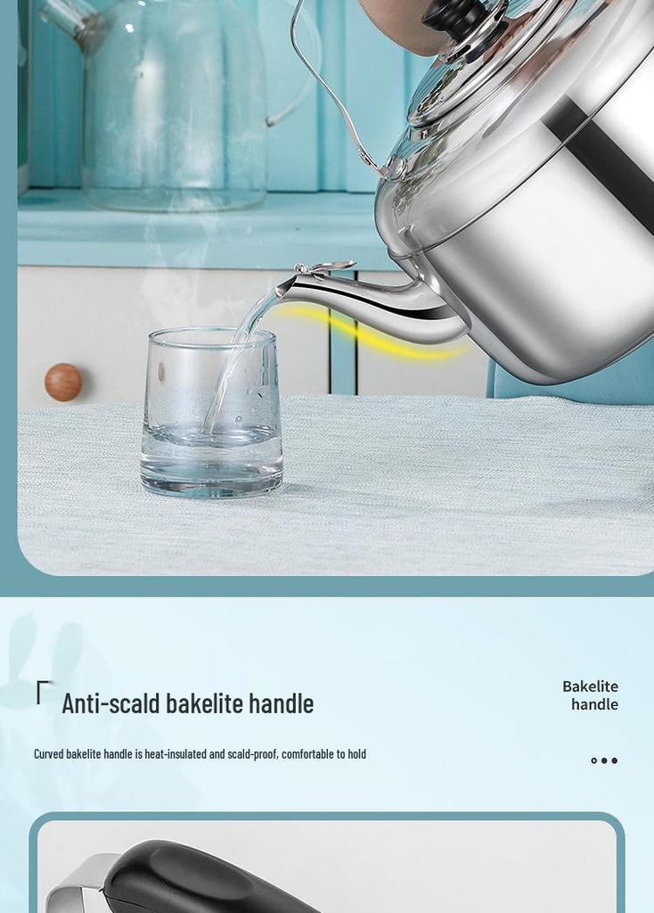 Stainless Steel Electric Kettle with Whistle - Large Capacity Hot Water Heater for Household Use