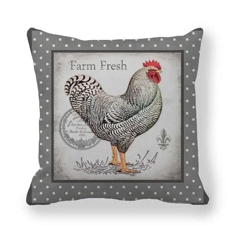 Hen and Rooster Print Pillowcase Office Living Room Car Ornaments Home Pillowcase