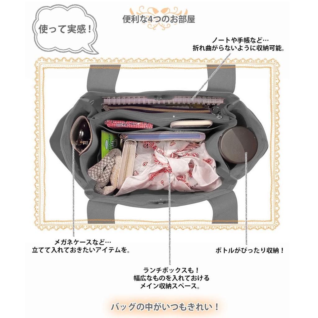 Rootote Tote Bag with Mini SN Deli 0712 Women's Compartments, Water-Repellent, Tote, Paruti, Hassui, (01 Black)