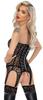 Noir - Sexy Leopard Print Corset with 6 Suspenders Black S