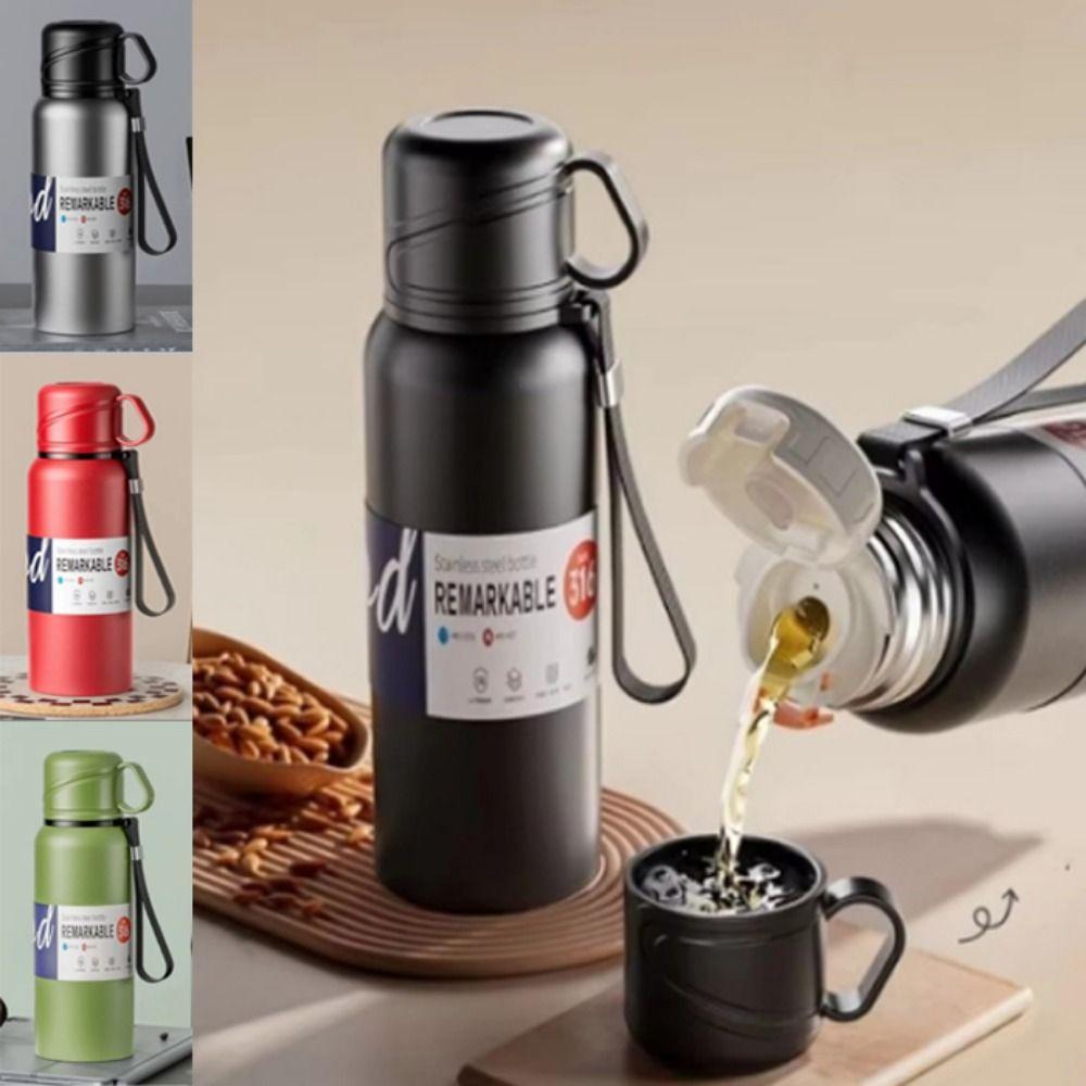 316 Stainless Steel Double-Cover Thermos Cup Large Capacity Insulated Cup  Men Women