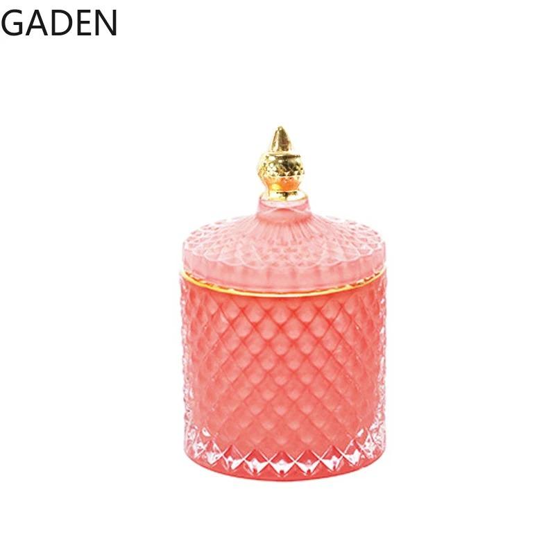 Classic French Light Luxury Multicolor Glass Storage Jar Handmade Aromatherapy Bottle Cotton Swab Toothpick Storage Box Candle Jar