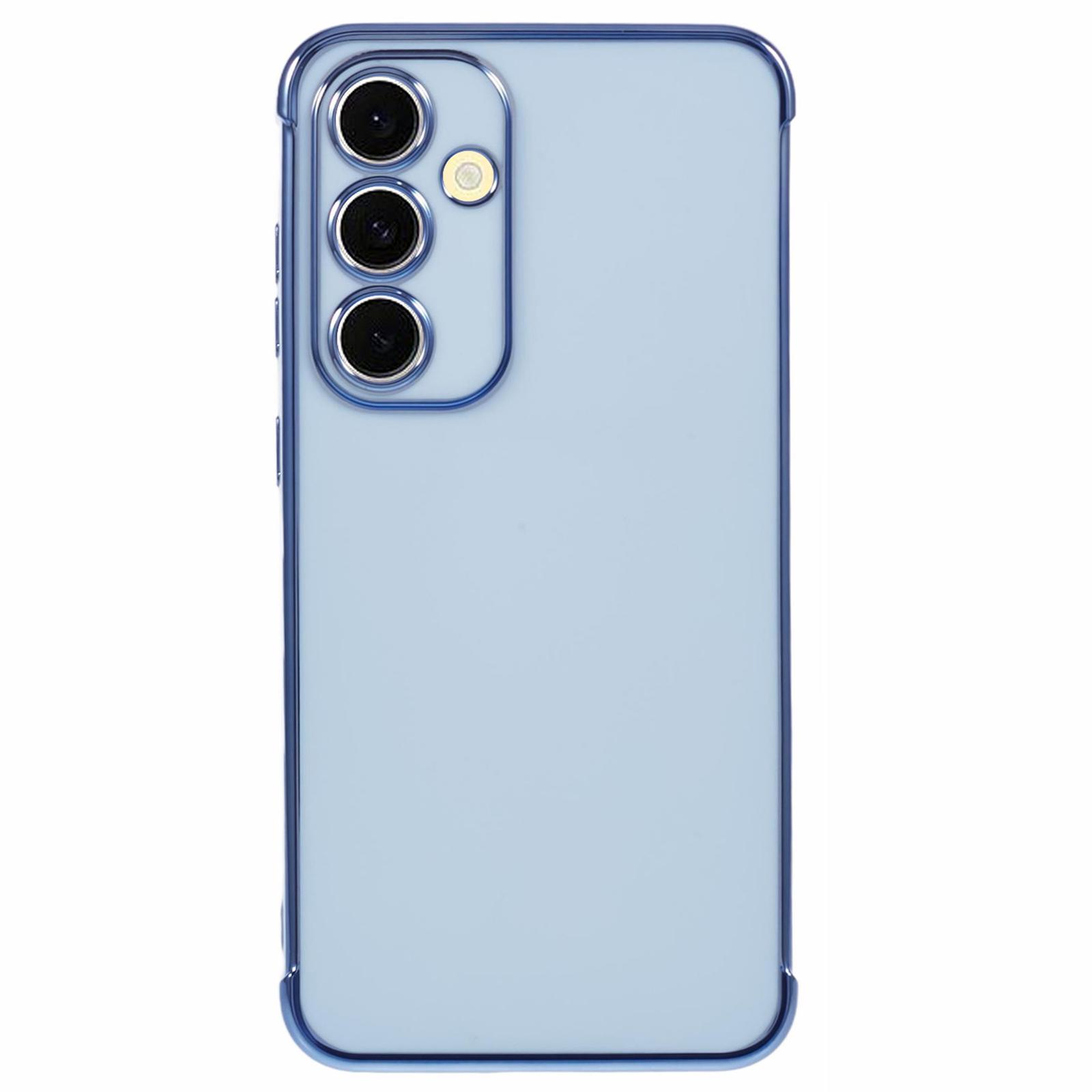 

For Samsung Galaxy S24+ Case Electroplated Frame TPU Soft Phone Cover Blue