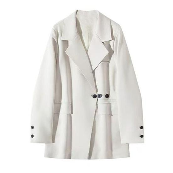 Dámský oblek Kabát Límec Dlouhý rukáv Boční knoflíky Zapínání Bunda oblek Jednobarevný Volný střih Základní Business Svrchní oblečení