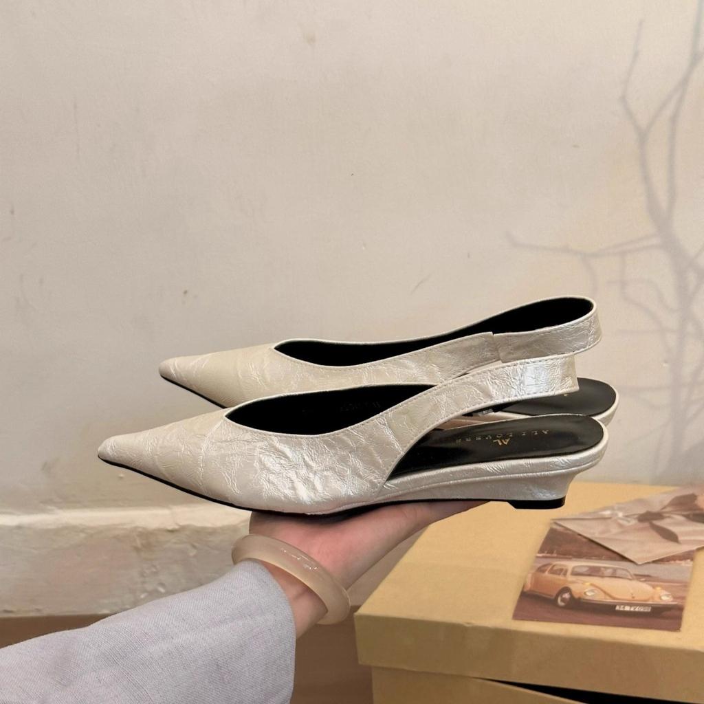 High intelligence leopard print! Temperament pointed leopard print gray bag head empty sandals women's 2025 spring and summer new flat single shoes