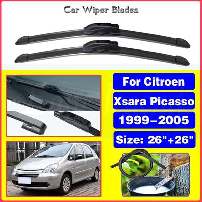 For Citroen Xsara Picasso 1999-2005 26"+26" Car Accessories Front Windscreen Wiper Blade Brushes Wipers U Type J Hooks 2005