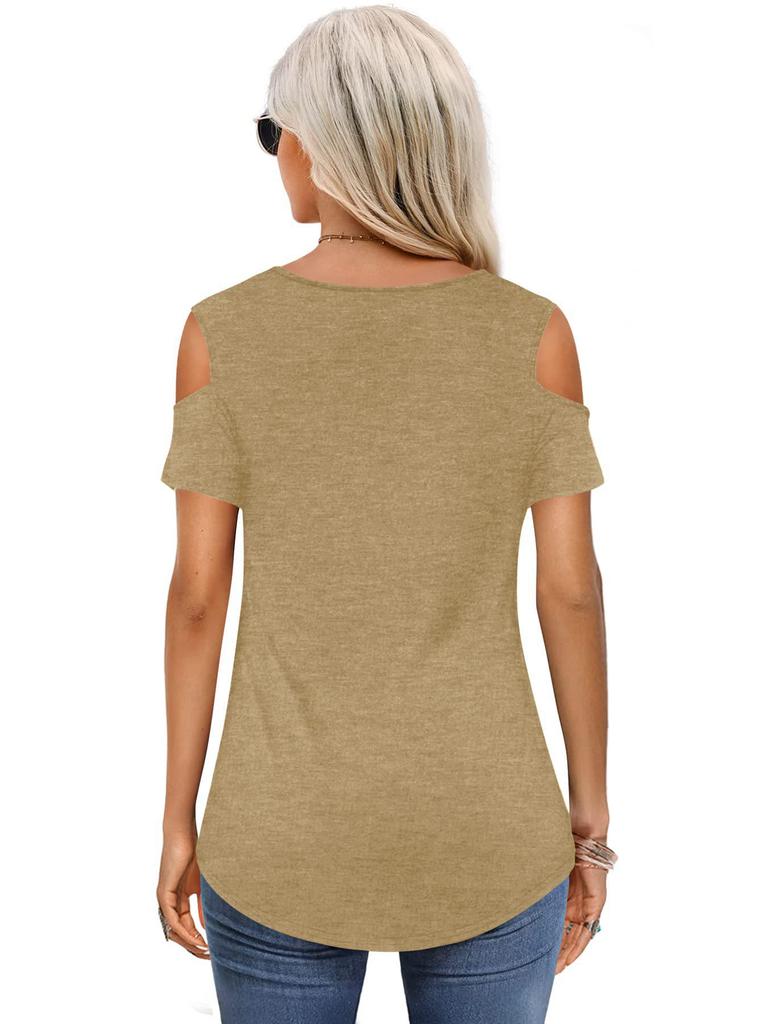 Women's 2023 Fashion Off-the-Shoulder Short Sleeve T-shirt