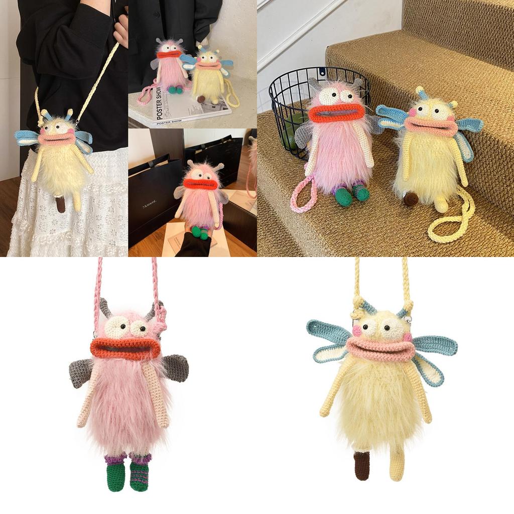 Funny Big Mouth Woven Crossbody Bag For Daily Casual Wear