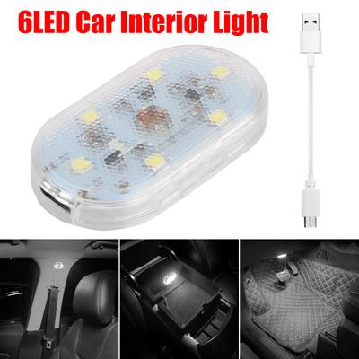 Indoor Car Lighting Ceiling Lamp Car Interior Lights 5V 6LED White Light Tube Reading Light Night Hand Touch Light Car Roof Magnets Reading Lamp