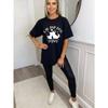 Cat And Dog Mom Oversized T Shirt Black Cat And Dog Silhouette With Hearts Print Casual Wear For Pet Lovers