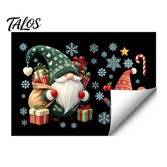 Indoor Window Art Christmas Gnome Cling, Waterproof Snowflake Glass Decal, PVC Decals Faceless Dwarf Static Sticker for Holiday Decoration Winter Home