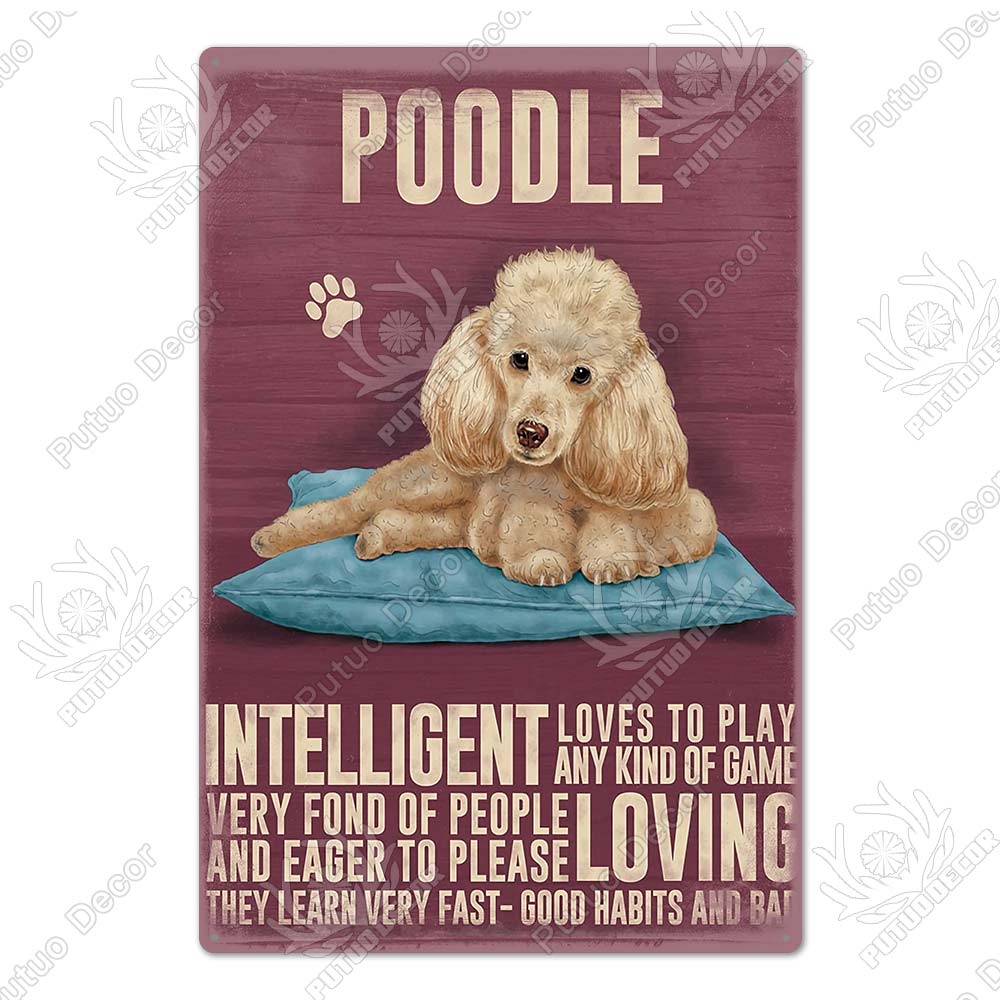 Putuo Decor Dog Vintage Tin Sign Plaque Metal Plate Wall Art Decoration for Living Room Man Cave Cafe Farm Home Retro Poster