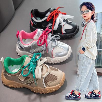 Children's Sports Shoes Spring and Autumn 2025 New Girls' Mesh Casual Shoes Breathable Soft-soled Running Shoes Boys' Forrest Gump Shoes