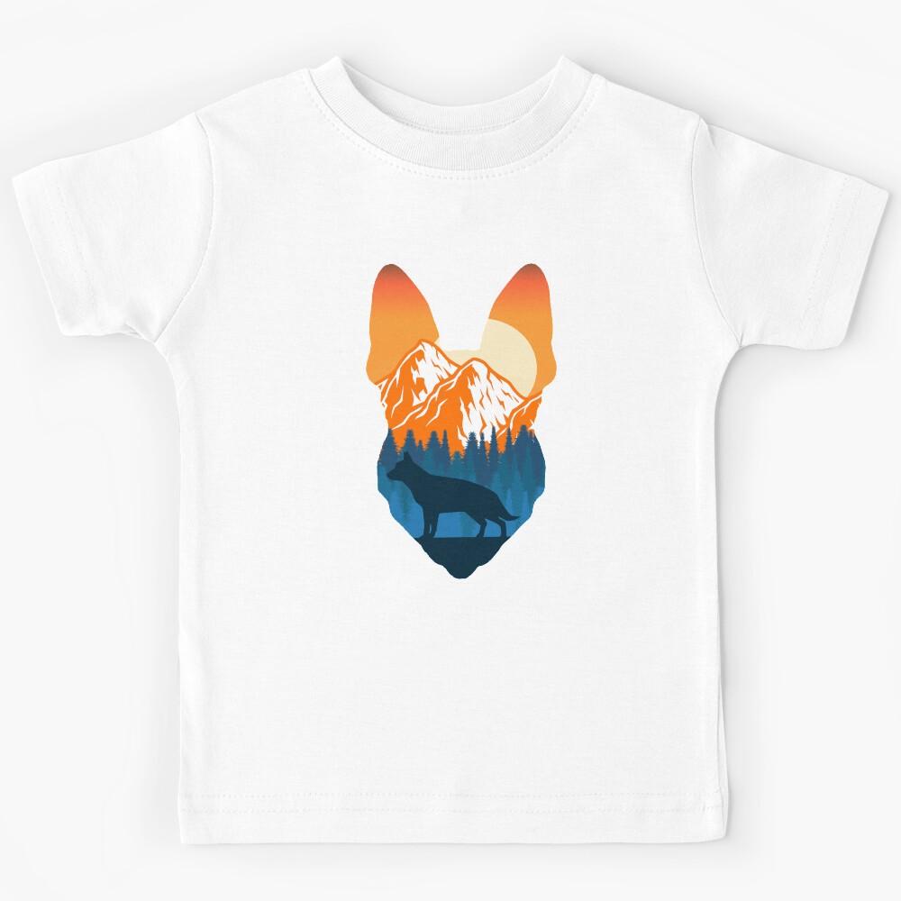 German Shepherd Dog Silhouette Face german shepherd lover Kids T-Shirt 170