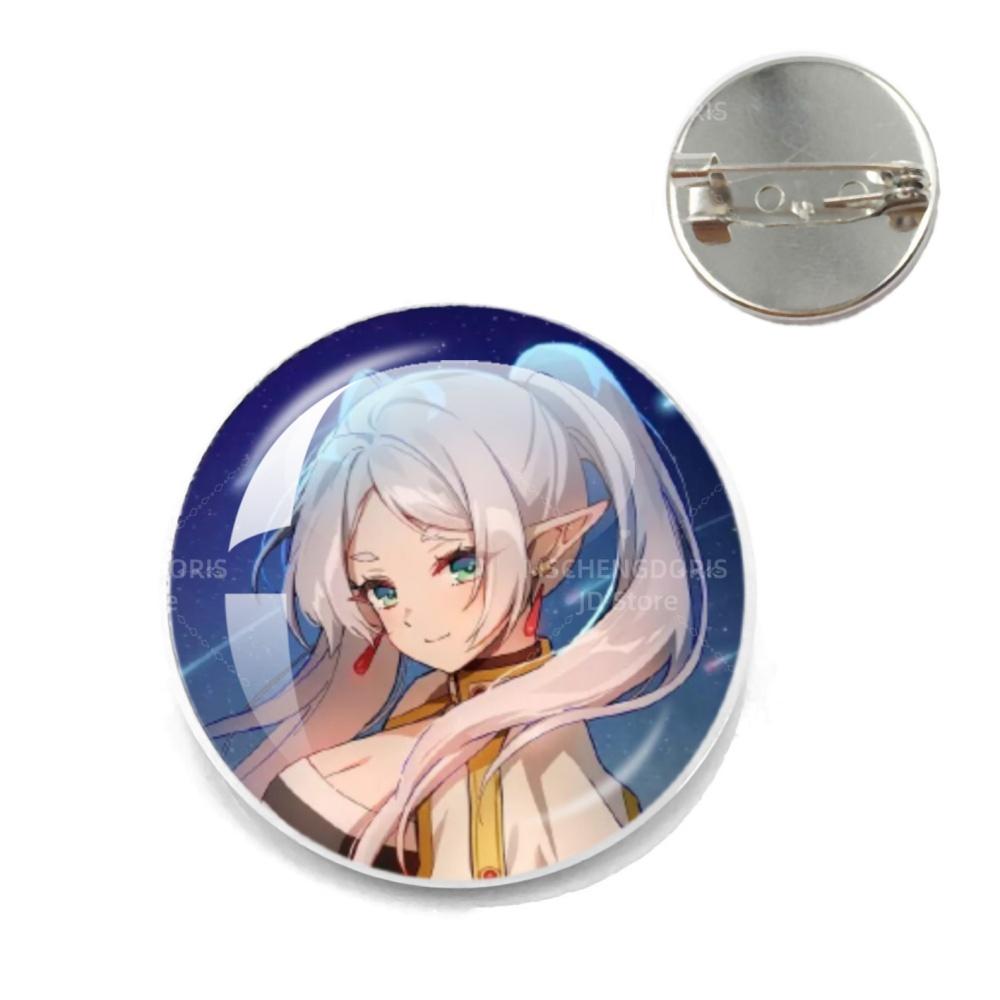 Anime Frieren Pins Cartoon Badge Round Creative Glass Metal Brooches For Backpack Jewelry Accessories Gifts