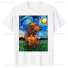 Brown Short Hair Dachshund Dog Art Men T Shirts Graphic High Quality Cotton Streetwear Short Sleeve Birthday Tshirt Clothing