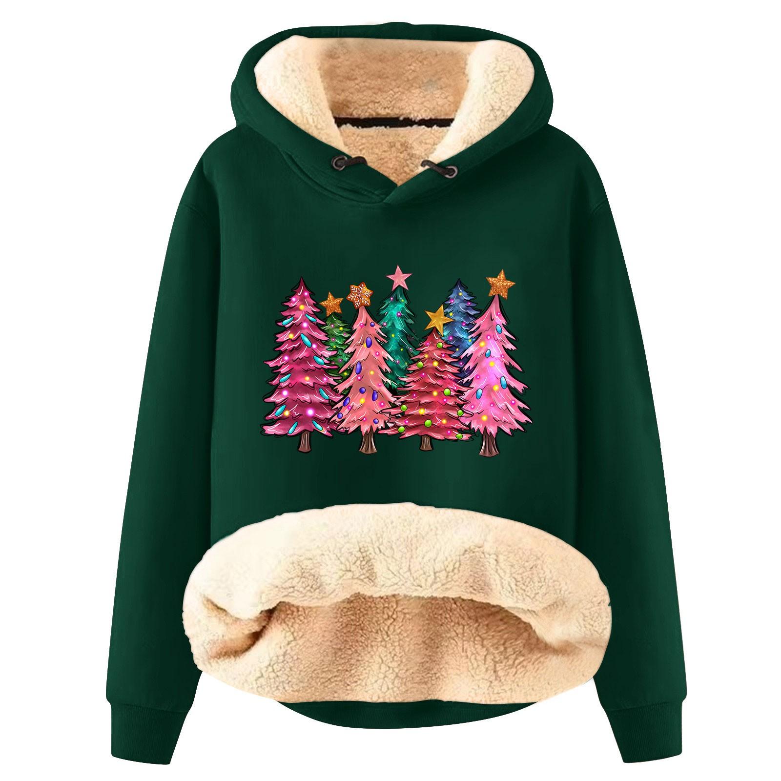

Женская модная толстовка с капюшоном и рождественским принтом, утепленная, свободная, с капюшоном XL