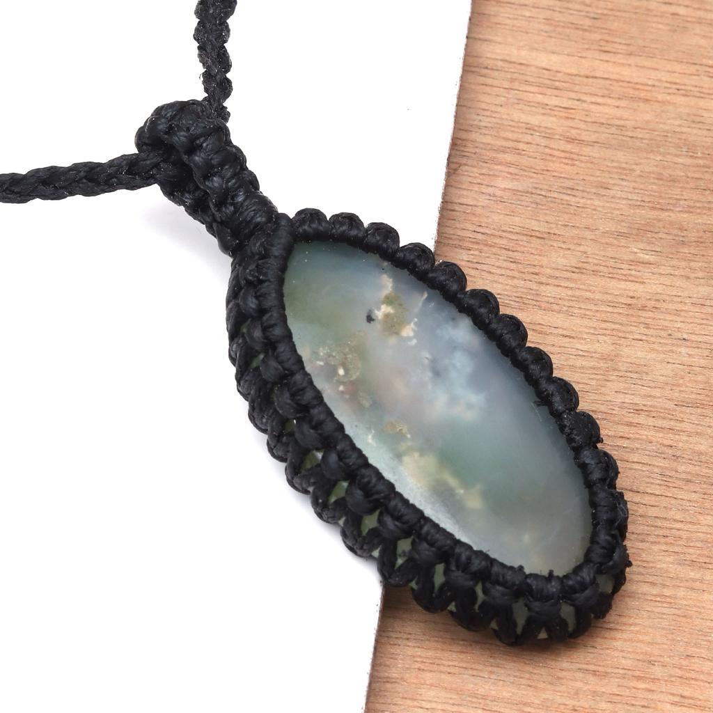 Chrysoprase Gemstone Holloween Gifted Jewelry Macrame Gift For Her Necklace