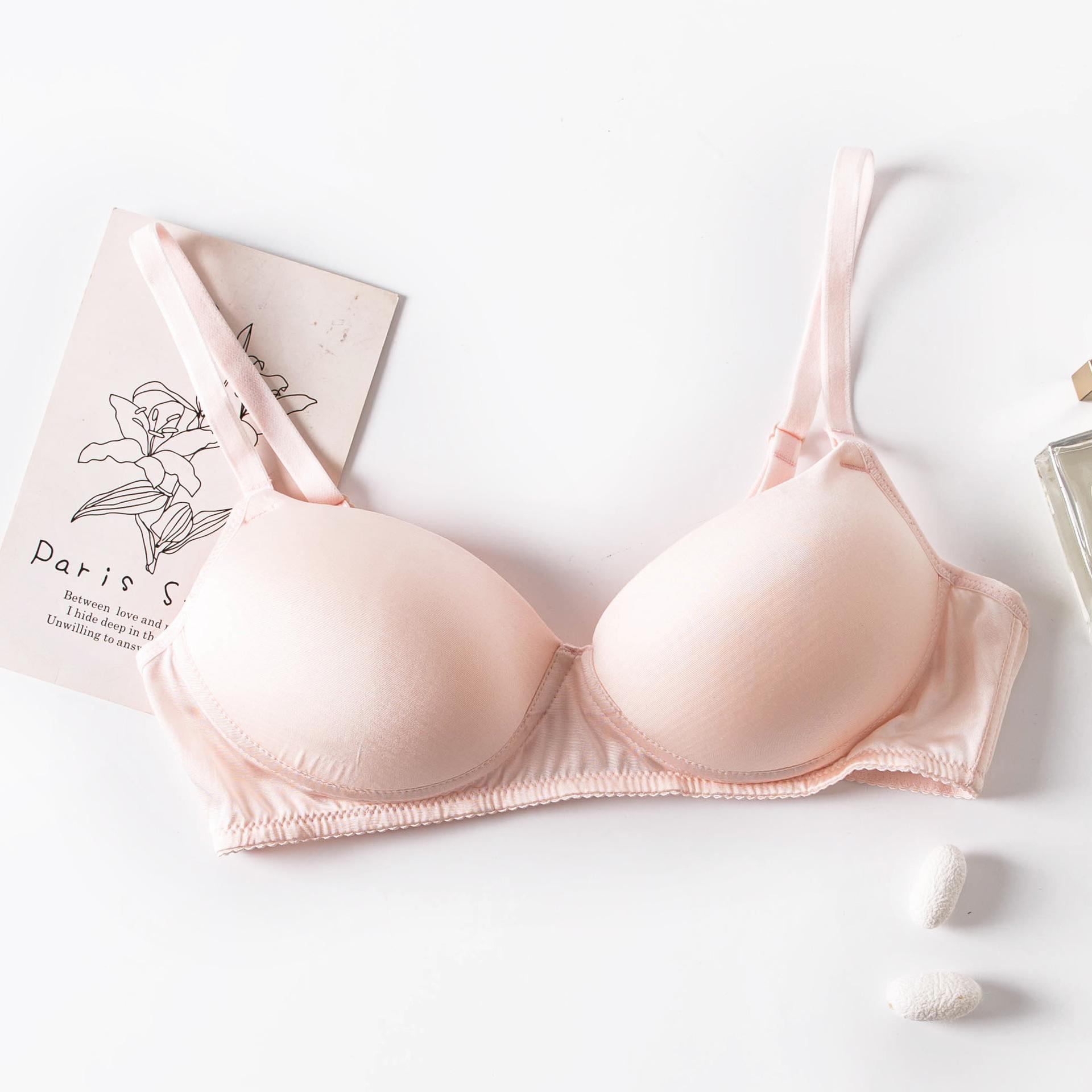 Adjustable smooth thin silk bra mulberry silk rimless underwear removable bra S