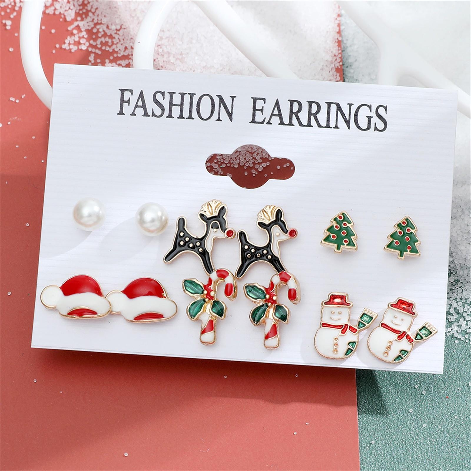 

12PC Women Creative Stud Earrings Christmas Earrings Fashion Trends Earrings One Size