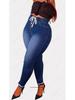 2025 Women's Plus Size Drawstring Slim Fit Elastic Jeans with Small Leg Opening