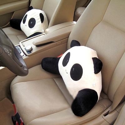 Headrest Pillow Breathable Comfortable PP Cotton Cute Panda Shape Car Seat Plush Lumbar Pillow for Car