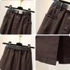 Washed Cotton Large Size Skirt Female Slit High Waist Slimming Medium Long Straight Skirt