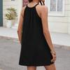 Women's Sexy Casual Loose Design Color Round Neck Halterneck Suspender Dress