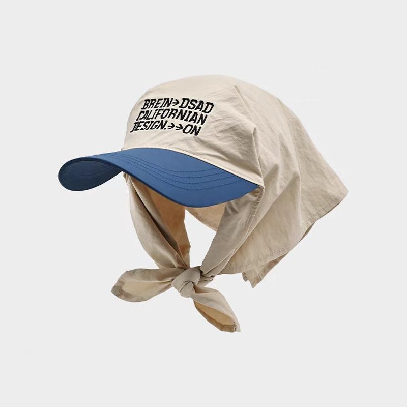Headscarf Hat,Women, Embroidered Letters, Duckbill Hat, Men's Summer, Color Blocking, Triangular Scarf, Baotou Baseball Cap, Personalized Hip-hop Hat