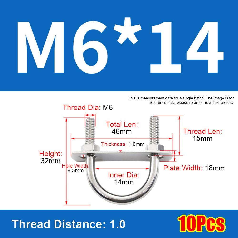 1Set Screws M6 Round Tube Clamp 304 Stainless Steel Right Angle U-bolt Round Bolt  for Round Tube
