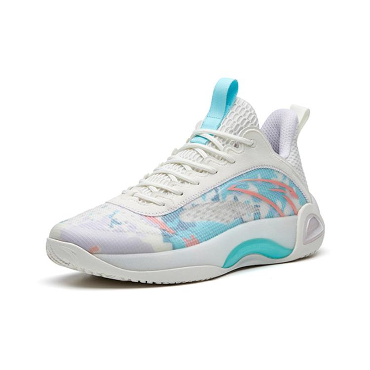 New Anta Cement Bubble 2.0 Low Top Performance Basketball Shoes Men's White Purple 112231611-2