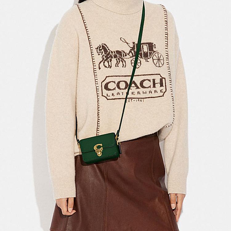New COACH Studio Cow Leather Shoulder Bag Crossbody Bag Small Size Women's Vintage Green CC484-B4CZS