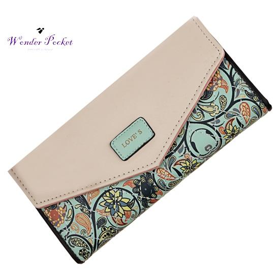 Portfel damski kształt koperty Vintage kwiat romb drukuj długi przenośny ze sztucznej skóry o dużej pojemności mocne szwy torebka damska dla dorosłych odzież erotyczna