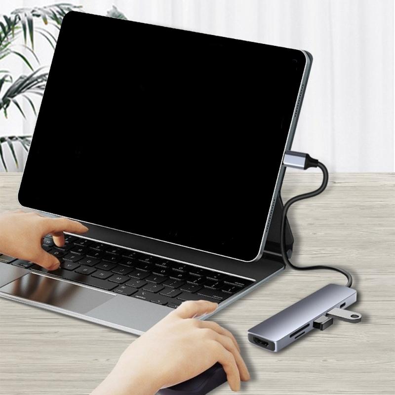 8 in 1 USB C Docking Stations USB C Hubs with HDMIs 4K30Hz PD55W for Laptop Tablets /TF Card Reader Fast Charging