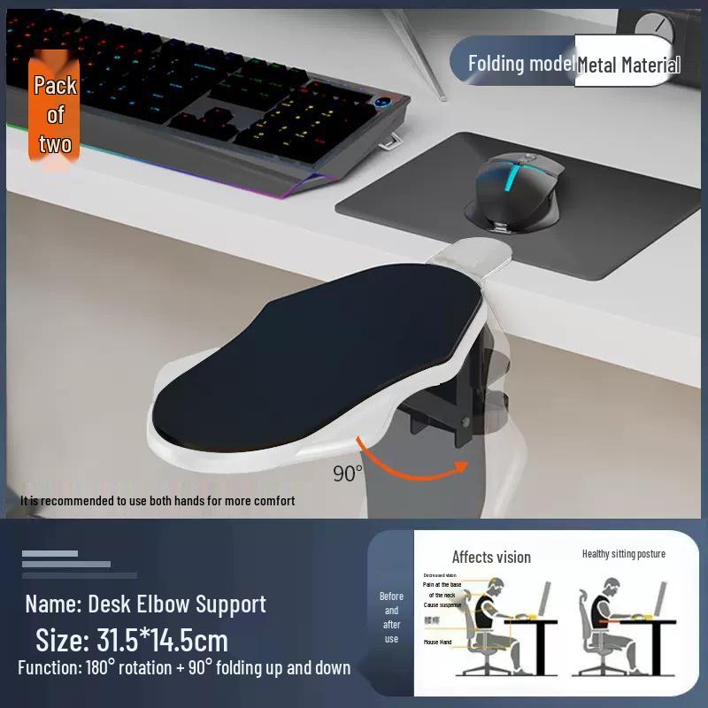 Folding Rotating Arm Support for Desk - Adjustable Elbow Rest for Home or Office