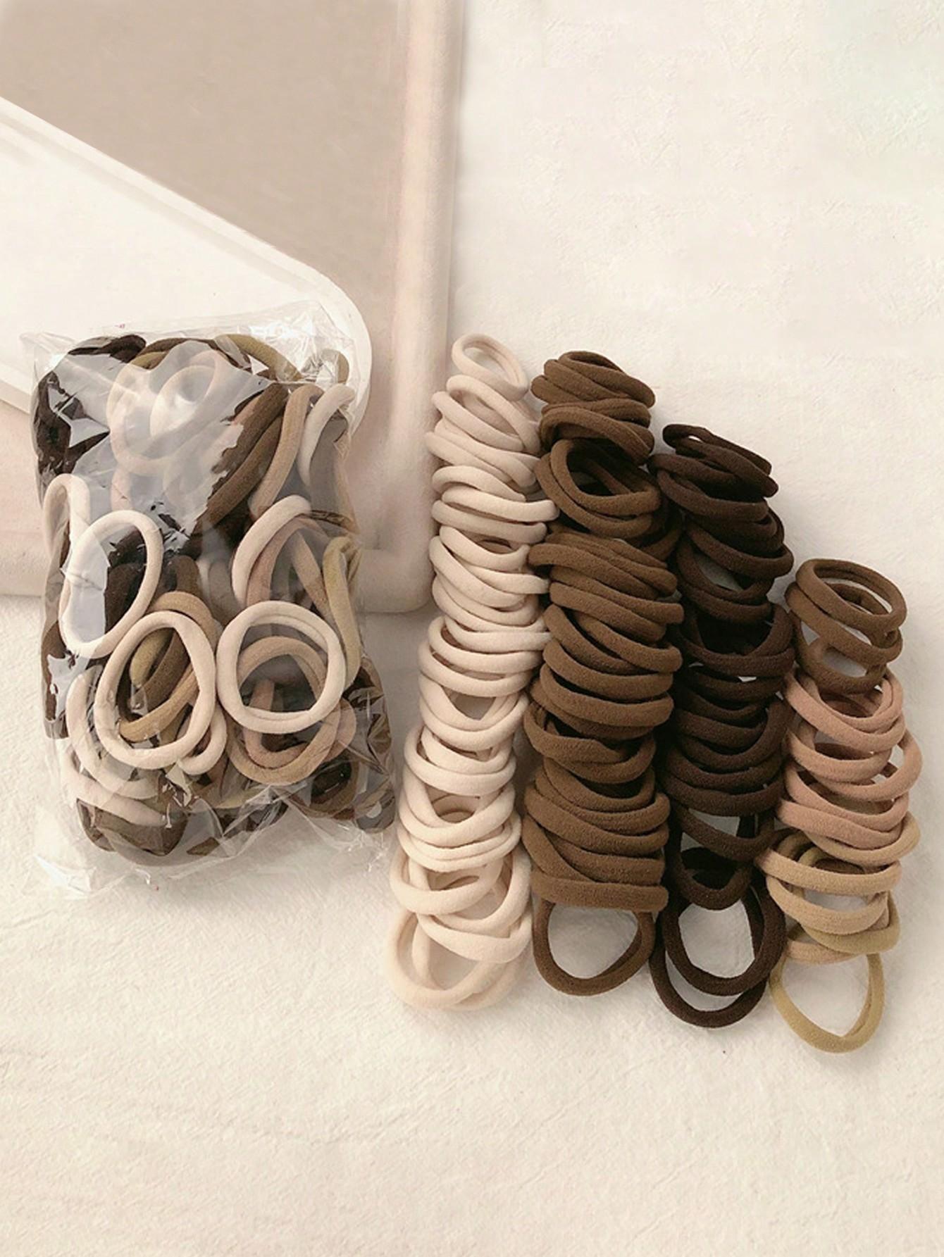 

50Pcs Seamless Hair Ties, Nude Khaki Elastic No Damage Hair Bands for Women United States
