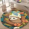 1pcSloth Jungle Office Round Area Rug, Indoor Mat Suitable ForOffice, Under Office Chairs Bedroom Living Room Home Decor, Room Deco 055